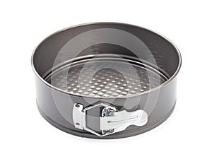 Round baking dish isolated on white background