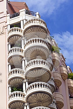 Round balconies in apartment bloc in Monte Carlo, Monaco