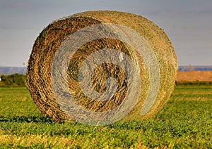 Round bale of hay in Nebraska