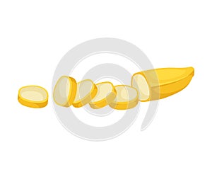 Round banana slices. Vector illustration on a white background.