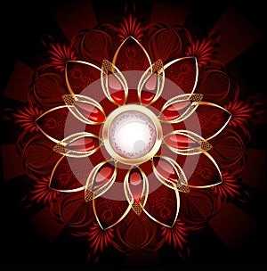 Round banner with abstract flower