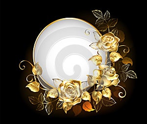 Round banner with gold roses