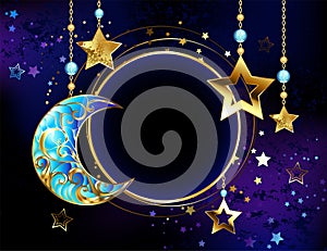 Round banner with jewelry crescent moon