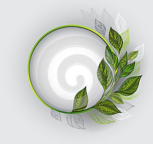 Round banner with patterned tea leaves photo
