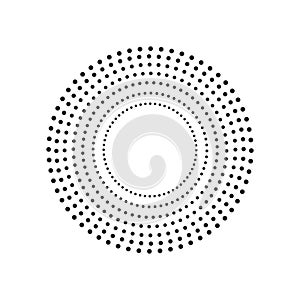 Round banner of pixels. Differing halftone ring. photo