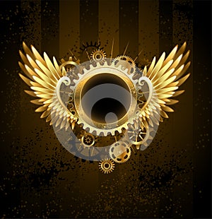 Round banner with Steampunk wings