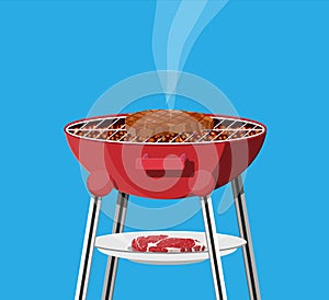 Round barbecue grill. Bbq icon. Electric grill.