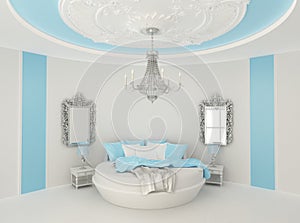 Round bed in baroque interior