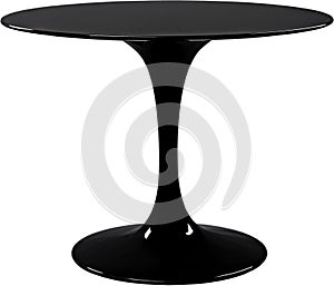 Round black dinning table. Modern designer, table isolated on white background. Series of furniture.