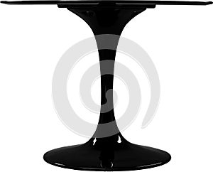 Round black dinning table. Modern designer, table isolated on white background. Series of furniture.