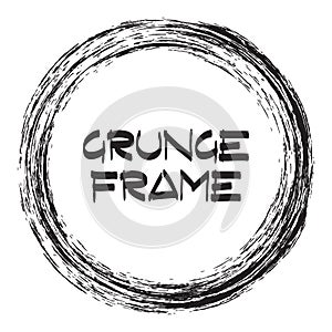 Round black frame with grunge. Vector illustration