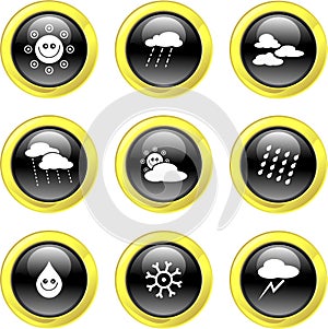 Round Black Gold Bubble Weather Icon Buttons