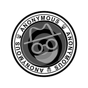 Round black rubber stamp with the word anonymous