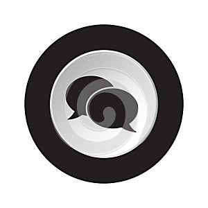 Round black and white button - speech bubbles icon