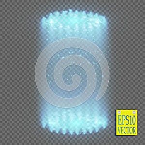 Round blue glow rays night scene with sparks on transparent background. Empty light effect podium. Disco club dance