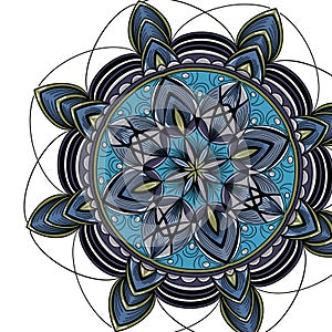 Round blue mandala for your designs.
