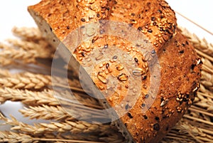 Round bread and wheat