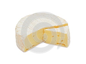 Round Brie cheese, isolated photo