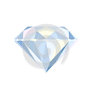 Round brilliant cut diamond side view. Colored flat icon. Vector illustration