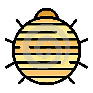 Round bug icon color outline vector
