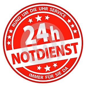 round business button - 24 hours emergency service (german