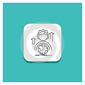 Round Button for abilities, development, Female, global, online Line icon Turquoise Background