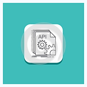 Round Button for Api, app, coding, developer, software Line icon Turquoise Background