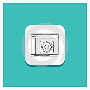 Round Button for Api, app, coding, developer, software Line icon Turquoise Background