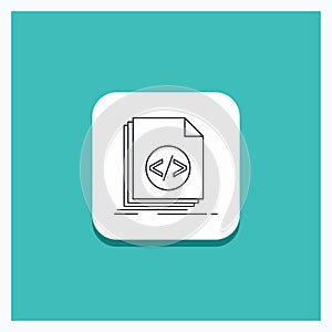 Round Button for Code, coding, file, programming, script Line icon Turquoise Background