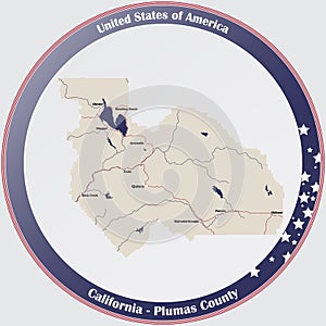 Map of Plumas County in California photo