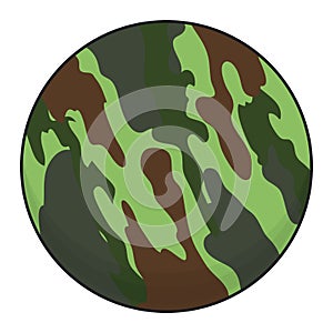 Round button with green colors like militar camouflage, Vector illustration