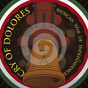 Hidalgo`s Bell and Button with Bokeh Promoting Mexican Independence Day, Vector Illustration photo