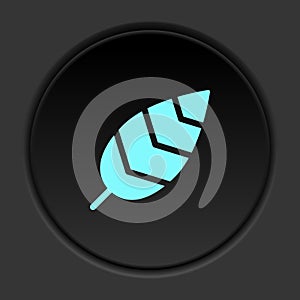 Round button icon, bird feather. Button banner round, badge interface for application illustration