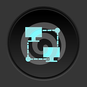 Round button icon, Database, server, land. Button banner round, badge interface for application illustration