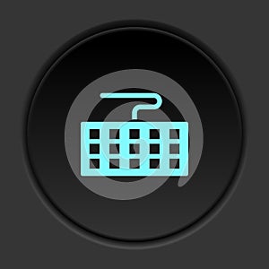 Round button icon, keyboard, computer. Button banner round, badge interface for application illustration