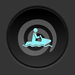 Round button icon Snow motorbike. Button banner round badge interface for application illustration