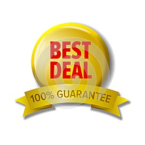 Round button with label `Best deal - 100% guarantee`