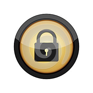 Round button with padlock icon. Vector illustration.