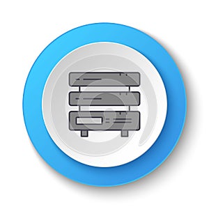 Round button for web icon. Backup, cloud, files. Button banner round, badge interface for application illustration