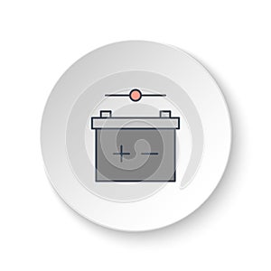 Round button for web icon, battery, contact. Button banner round, badge interface for application illustration