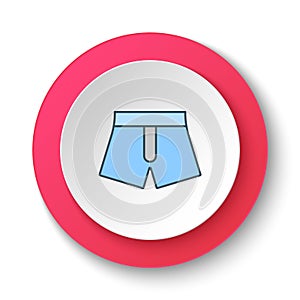 Round button for web icon, Boxer hosiery. Button banner round, badge interface for application illustration