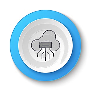 Round button for web icon. Cloud, download. Button banner round, badge interface for application illustration