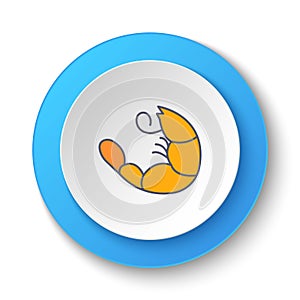 Round button for web icon, crustacean seafood. Button banner round, badge interface for application illustration