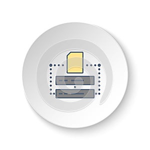 Round button for web icon, database, folder. Button banner round, badge interface for application illustration