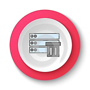 Round button for web icon, Database server storage. Button banner round, badge interface for application illustration