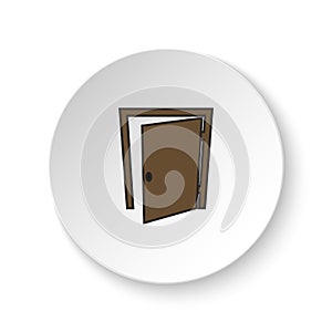 Round button for web icon, Door, open, icon. Button banner round, badge interface for application illustration
