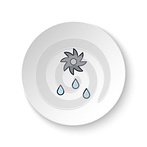 Round button for web icon, drops, saw, eco. Button banner round, badge interface for application illustration