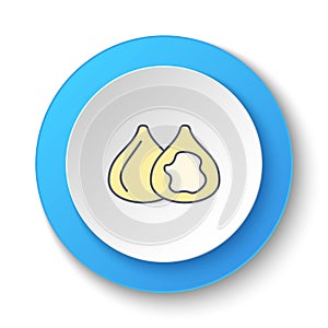 Round button for web icon, figs, food, fruit. Button banner round, badge interface for application illustration