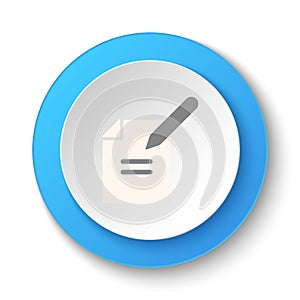 Round button for web icon, file, pencil. Button banner round, badge interface for application illustration