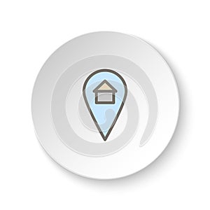 Round button for web icon, global, location, map. Button banner round, badge interface for application illustration